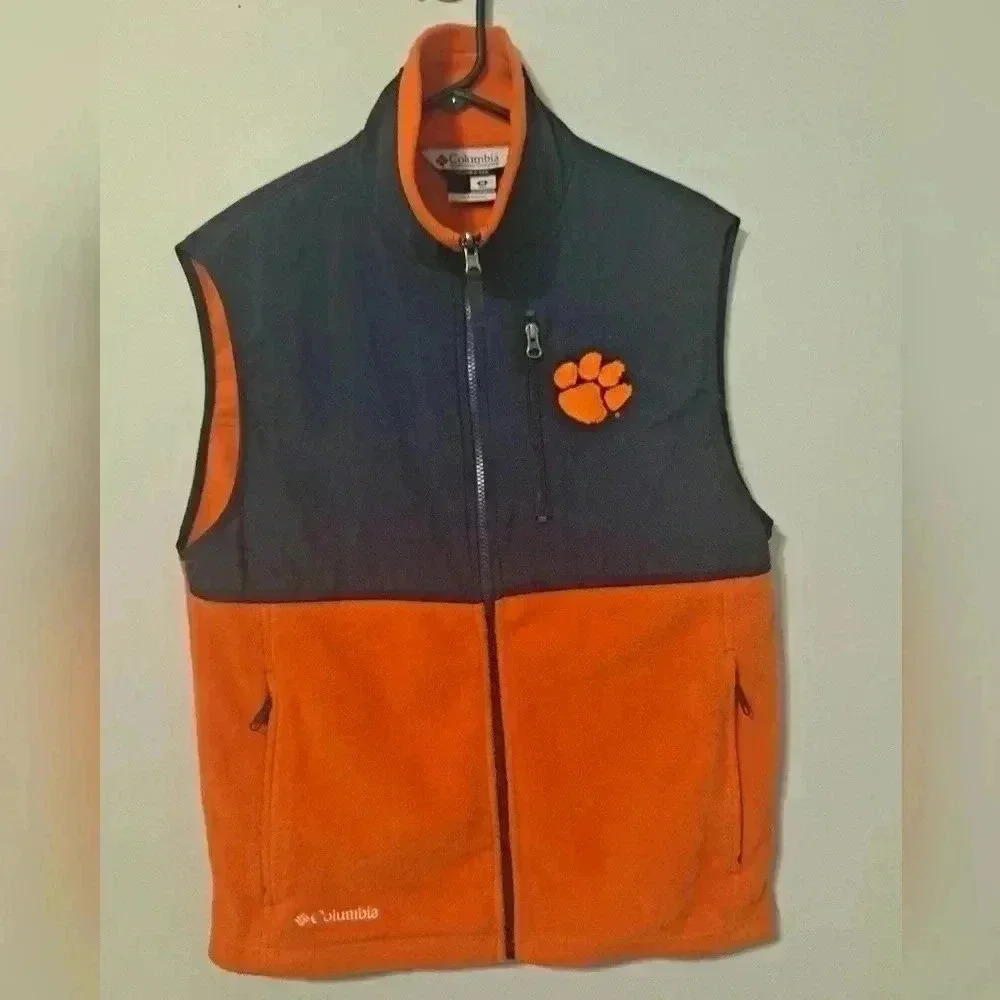 Clemson Tigers Columbia Full Zip Fleece Vest Size Medium